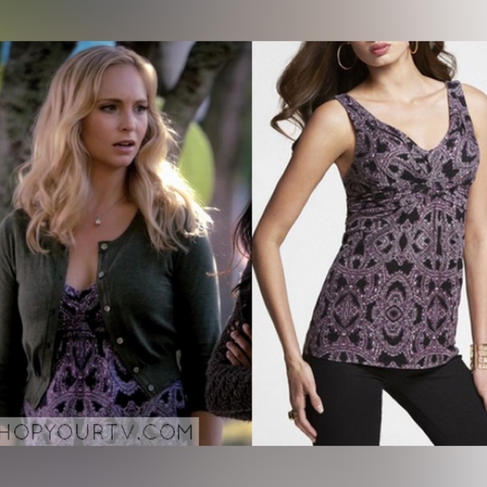 Caroline Forbes Vampire Diaries Express purple Paisley Tank XS ASO TVD